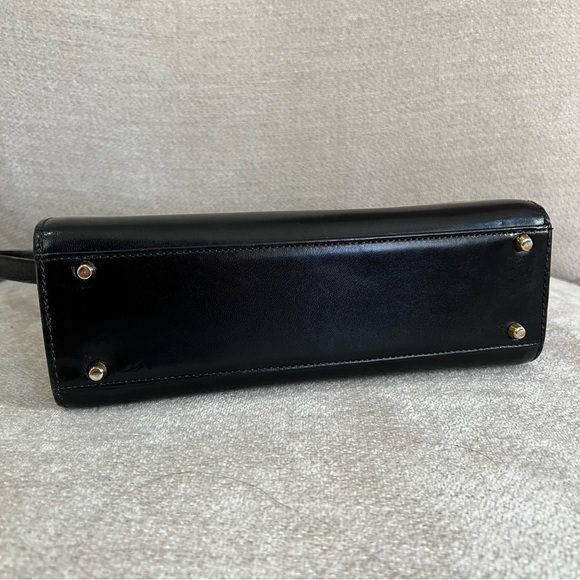 VTG Bally Structured Hex Black Leather Shoulder Bag Crossbody with Gold Hardware - Picture 7 of 16